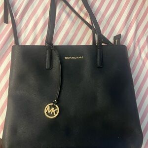 Michael Kors Black Tote with Gold Accents